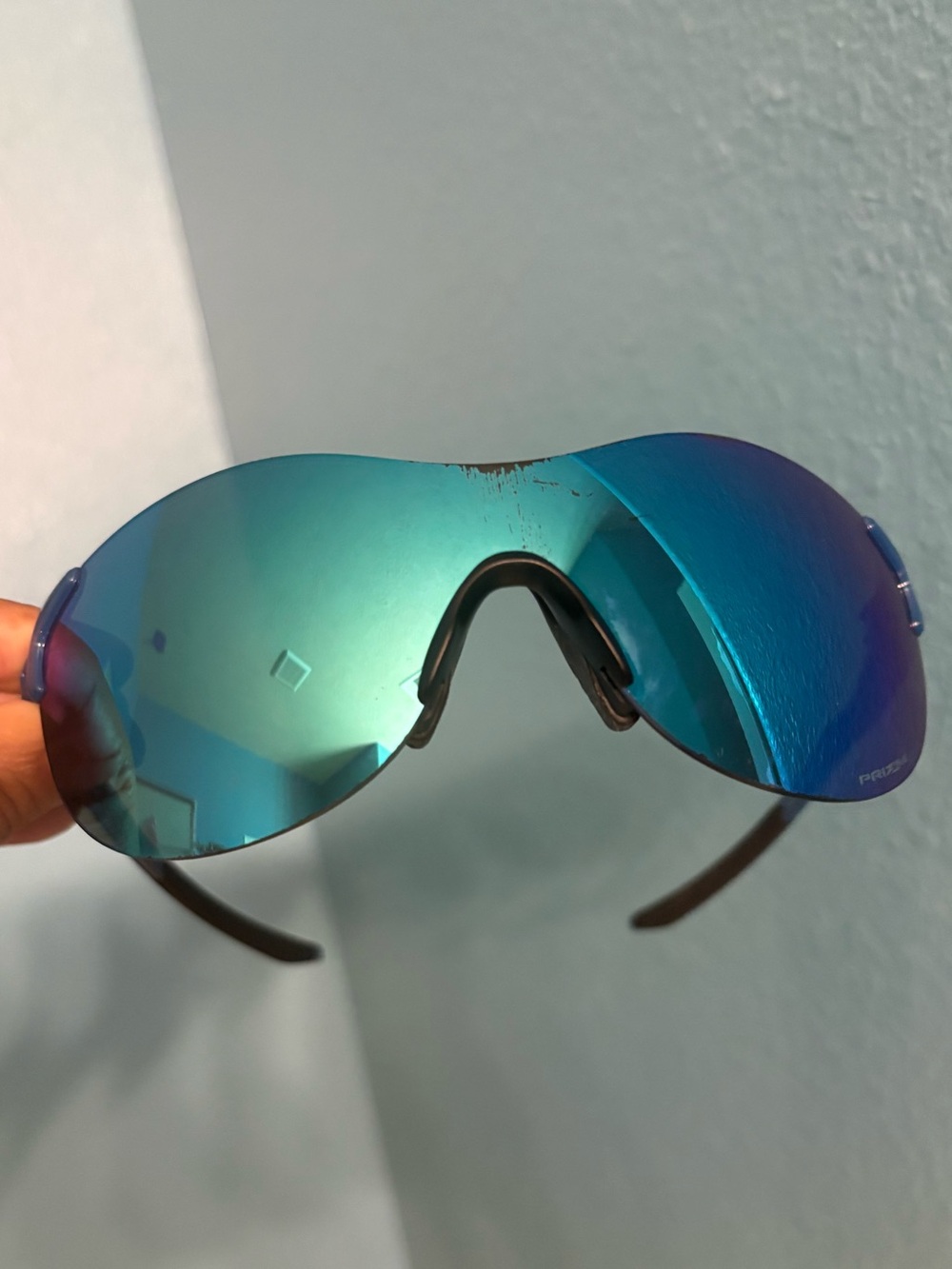 Oakley Teal to Blue Mirrored Shield-Woman